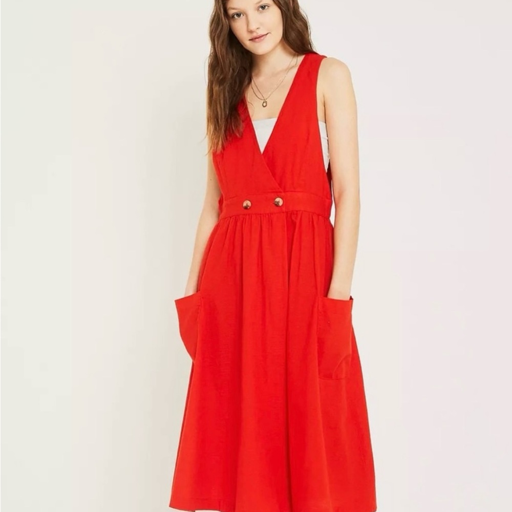 Free People Elegant Red Diana Wrap Midi Sleeveless Dress - Picture 3 of 9